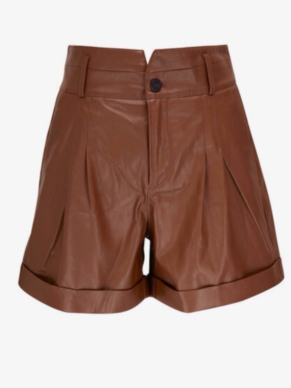 PAIGE Blanka Pleated Faux Leather Shorts  - Size 8-Code 1390